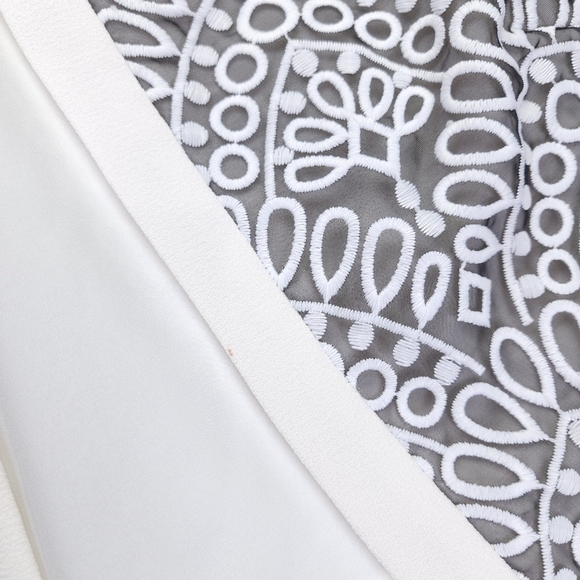 New Katherine Kelly Grey Ivory Lace Embroidered Ivory Overlay Blazer Jacket sz 4 - Picture 4 of 13